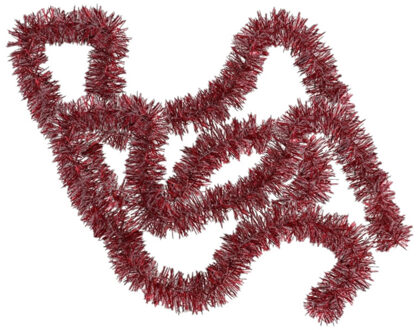 Gerimport Kerstslinger - 2x - rood met sneeuw - 180 x 7 cm - folie - kerstboom versiering