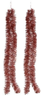 Gerimport Kerstslinger - 2x -?rose goud - folie lametta - 180 x 7 cm - kerstboomversiering