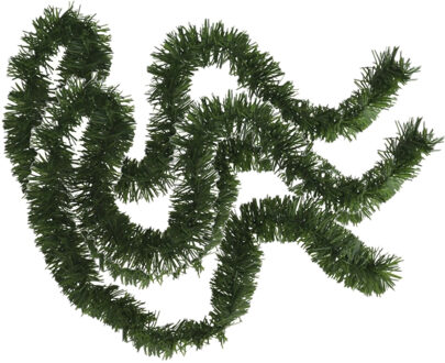 Gerimport Kerstslinger - 2x stuks - glitter groen - folie - 180 x 7 cm - kerstboom versiering/guirlandes
