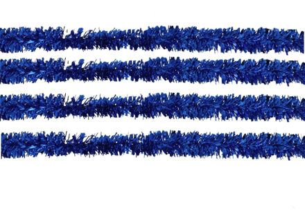 Gerimport Kerstslinger - 4x -?blauw - folie lametta - 150 x 5 cm - kerstboom versiering/guirlandes