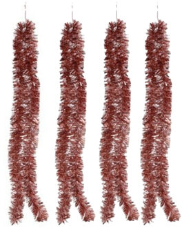 Gerimport Kerstslinger - 4x - rose goud - folie lametta - 180 x 7 cm - kerstboomversiering