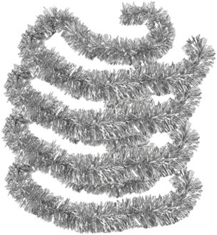 Gerimport Kerstslinger - 4x stuks - zilver - 180 x 12 cm - folie - Extra brede - folieslinger - kers