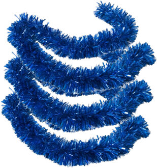 Gerimport Kerstslingers - 3x stuks - glitter blauw - folie lametta - 180 x 12 cm - extra brede slinger/kerstbo