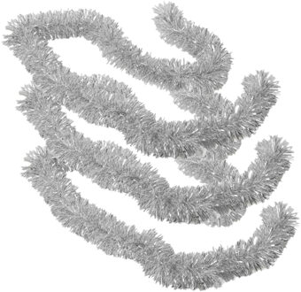 Gerimport Kerstslingers - 3x stuks - glitter zilver - folie - 180 x 7 cm - kerstboom versiering/guirlandes