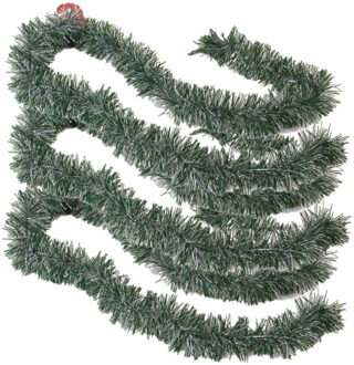 Gerimport Kerstslingers - 3x stuks - groen/sneeuw - folie - 180 x 7 cm - folieslinger - kerstversiering