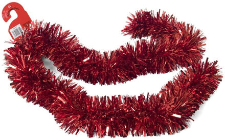 Gerimport Kerstslingers - glitter rood - folie - 180 x 12 cm - extra brede slinger/kerstboom versiering