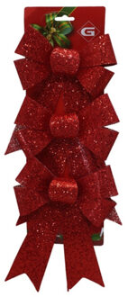 Gerimport kerststrikken -3x - rood - 15 x 24 cm - kersthangers