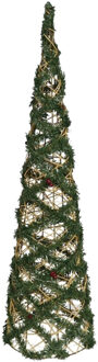 Gerimport Kerstverlichting figuren Led kegel kerstboom draad/groen 78 cm 60 lampjes Multi