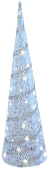 Gerimport Kerstverlichting - LED kegel/piramide kerstboom lamp - wit - rotan/kunststof - 39 cm
