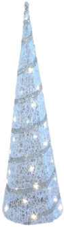 Gerimport Kerstverlichting - LED kegel/piramide kerstboom lamp - wit - rotan/kunststof - 79 cm