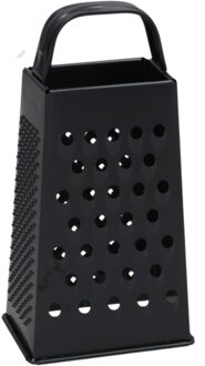 Gerimport Keuken rasp / kaasrasp - 18 cm - 4-zijdig - zwart - RVS - handrasp