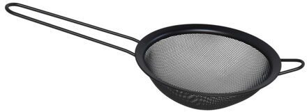Gerimport Keuken vergiet met handvat - zwart - metaal - 13 cm - afgiet zeef