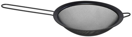 Gerimport Keuken vergiet met handvat - zwart - metaal - 18 cm - afgiet zeef