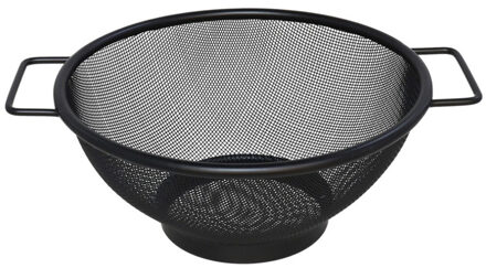 Gerimport Keuken vergiet met handvaten - zwart - metaal - 20 cm - afgiet zeef