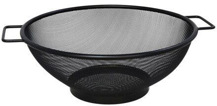 Gerimport Keuken vergiet met handvaten - zwart - metaal - 31 cm - afgiet zeef