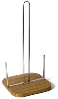 Gerimport Keukenrolhouder - metaal/bamboe - staand - tafel model - 31 cm
