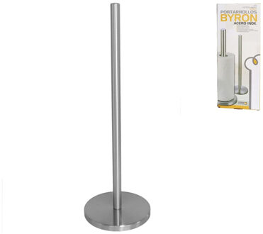 Gerimport Keukenrollen houder - rvs - zilverkleurig - H45 cm - luxe tafel model