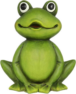 Gerimport Kikker beeldje - zittend - terracotta - groen - pad - 23 cm - dieren beeld