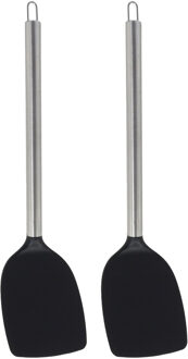 Gerimport Kitchen Solutions Gerim keukengerei Bakspatel/bakspaan - 2x - zwart - rvs/kunststof - 34 cm
