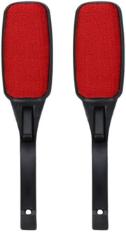 Gerimport Kledingborstel - 2x - L26 cm - zwart /rood - pluizenborstel - inklapbaar