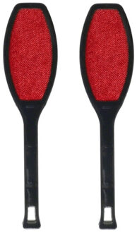 Gerimport Kledingborstel - 2x - L27 cm - zwart/rood - pluizenborstel