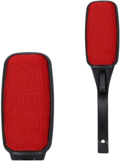 Gerimport Kledingborstel - L26 cm - zwart /rood - pluizenborstel - inklapbaar