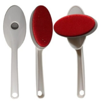 Gerimport Kledingborstel - L27 cm - wit/rood - pluizenborstel