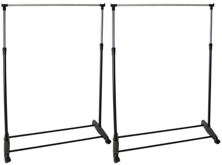 Gerimport Kledingrek - 2x - enkele stang - verrijdbaar - 90x160 cm