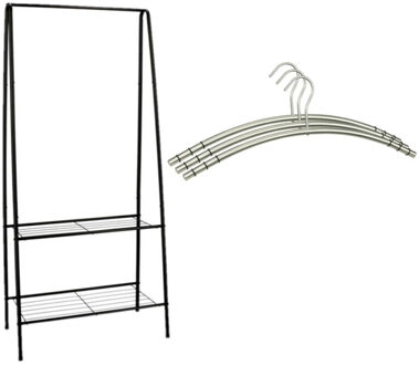 Gerimport - kledingrek - zwart - ijzer - incl. 6x kledinghangers RVS - Kledingrekken