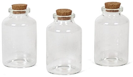 Gerimport Kleine Flesjes - 45x - glas - kurken dop - 30 ml - uitdeelflesjes