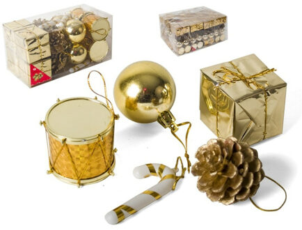 Gerimport Kleine kersthangers - 20x st - goud - 5 cm - kunststof - kerstornamenten