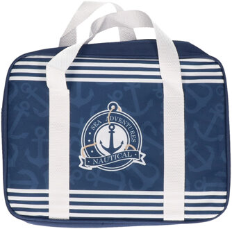 Gerimport kleine koeltas voor lunch - blauw met leuke print - 28 x 9 x 22 cm 5 liter - Koeltas