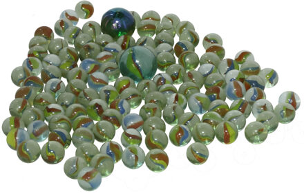 Gerimport Knikkers in netje - 240x - glas - Katteoog knikkers - buiten spelen - Lente