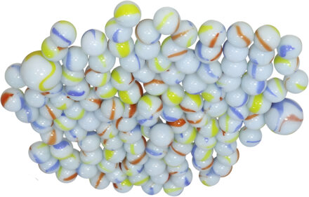 Gerimport Knikkers in netje - 240x - glas - wit - multi kleuren - buiten spelen - Lente