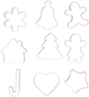 Gerimport Koekvormpjes - uitsteekvormpjes - kerst thema - 9x stuks - kunststof