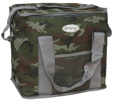 Gerimport Koel/schoudertas - 30 liter - legerlook - 24 x 36 x 34 cm - ge?soleerd/lunchtas