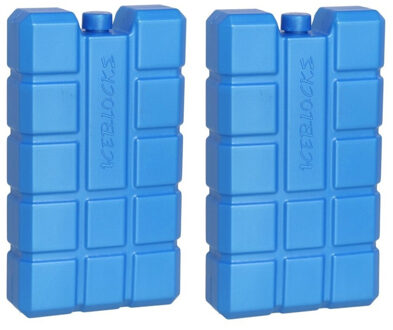 Gerimport Koelelement - 2x - 400 ml - 9,5 x 16 cm - blauw - voor koeltas of koelbox