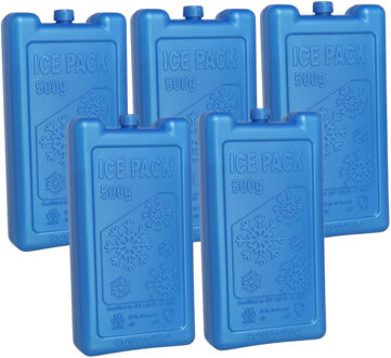 Gerimport Koelelement - 5x - dik - 500 ml - 9,5 x 17,5 x 4 cm - blauw - kunststof