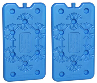 Gerimport Koelelementen plat - 2x - 400 ml - 14 x 24 cm - blauw - kunststof