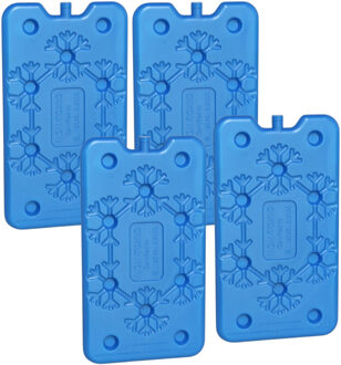 Gerimport Koelelementen plat - 4x - 400 ml - 14 x 24 cm - blauw - kunststof
