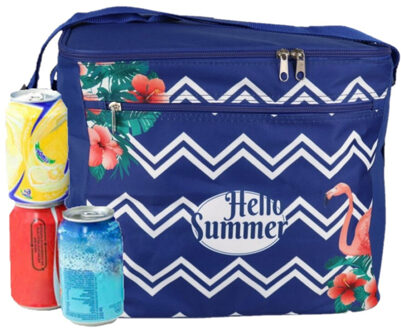 Gerimport Koeltas schoudertas blauw met zomer print 32 x 27 x 25 cm 18 liter - Koeltas