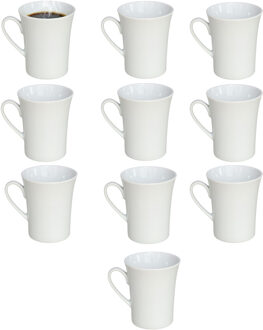 Gerimport Koffie / thee mok - 10x stuks - wit - 280 ml - mokken - porselein