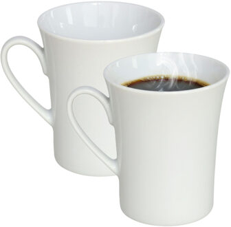 Gerimport Koffie / thee mok - 2x stuks - wit - 280 ml - mokken - porselein