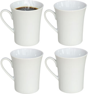 Gerimport Koffie / thee mok - 4x stuks - wit - 280 ml - mokken - porselein