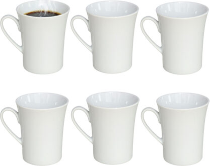 Gerimport Koffie / thee mok - 6x stuks - wit - 280 ml - mokken - porselein
