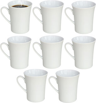 Gerimport Koffie / thee mok - 8x stuks - wit - 280 ml - mokken - porselein