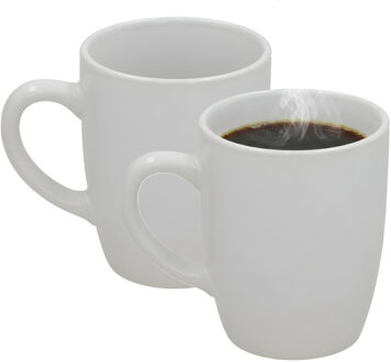 Gerimport Koffie / thee mok Mika - 2x stuks - wit - 240 ml - mokken - keramiek