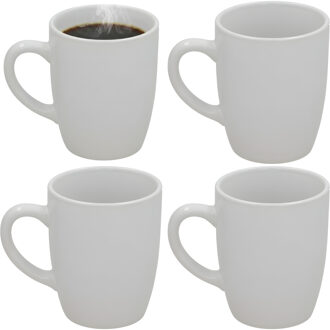 Gerimport Koffie / thee mok Mika - 4x stuks - wit - 240 ml - mokken - keramiek
