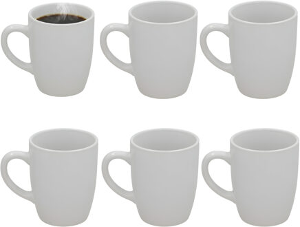 Gerimport Koffie / thee mok Mika - 6x stuks - wit - 240 ml - mokken - keramiek