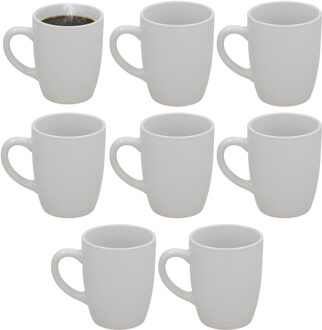 Gerimport Koffie / thee mok Mika - 8x stuks - wit - 240 ml - mokken - keramiek